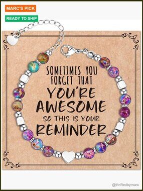 Natural Stone Beaded Bracelet Inspirational Gift Adjustable 9.4"
